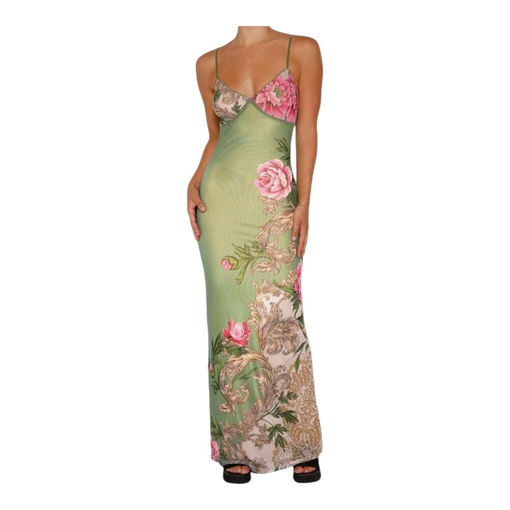 Whimsical Fairycore Women's Small‎ Babydoll Romantic Delicate Floral Maxi Dress